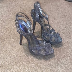 Shiny silver heels